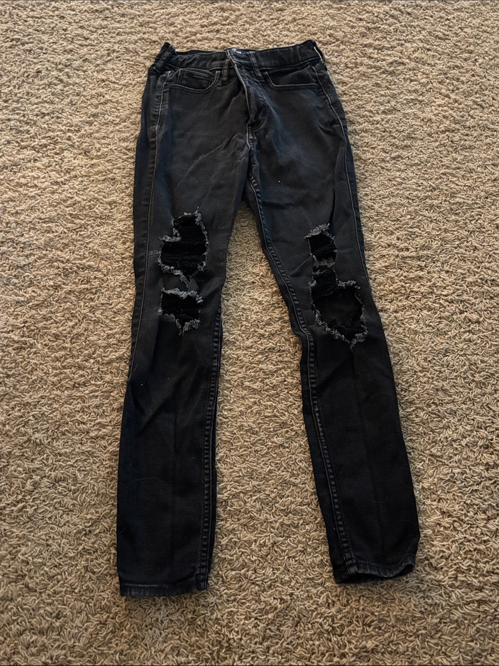 Hollister Black Distressed Skinny Jeans with Ripped Knees